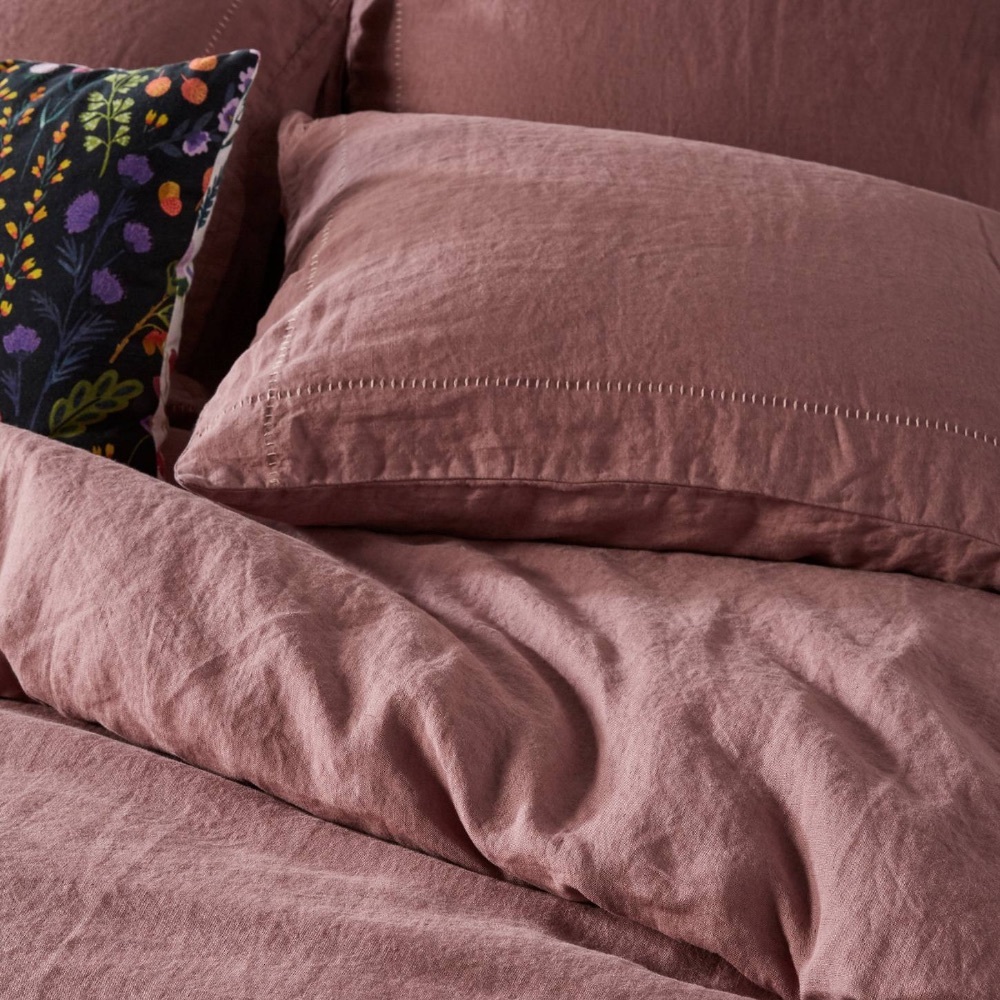 NWOT Anthro Stitched Linen Euro Sham in Pink